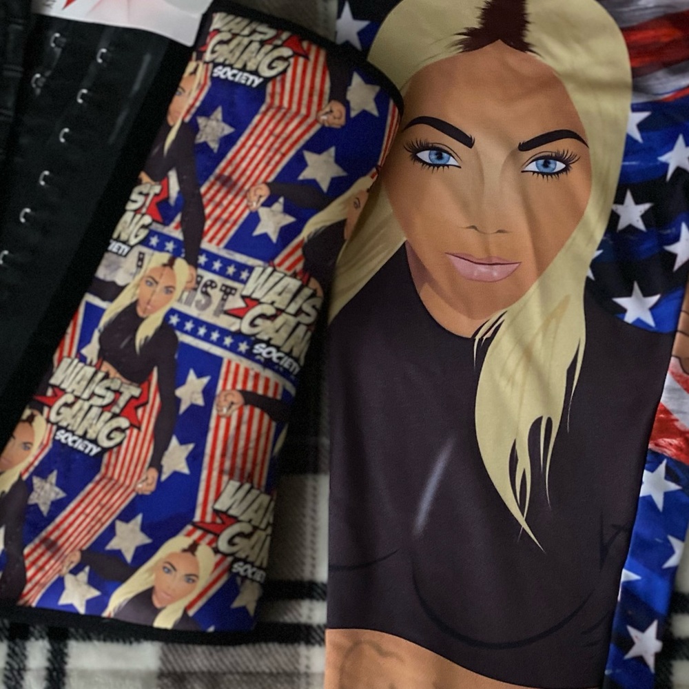 NWT Kardashian Ann Chery Waist Gang Society SHAPEWEAR 2 pc Patriotic Premadonna - Picture 3 of 13